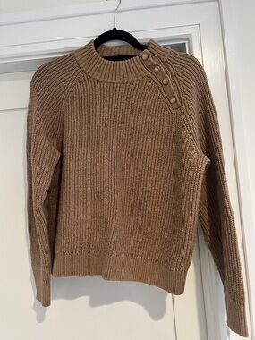 J. Crew Women’s Crewneck Button-Shoulder Sweater in Camel